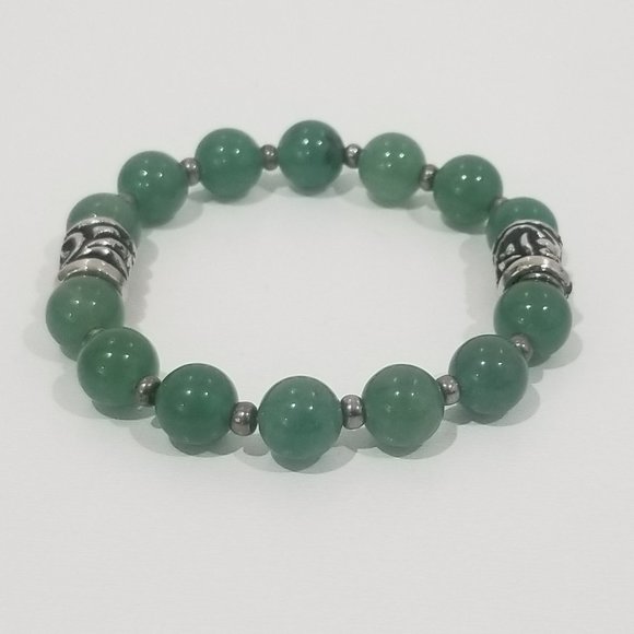 Feel Good™ - 8” Elastic Green Jade Fortunato Bracelet - Picture 4 of 7